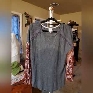 Knox Rose Gray and Brown Women's Top M